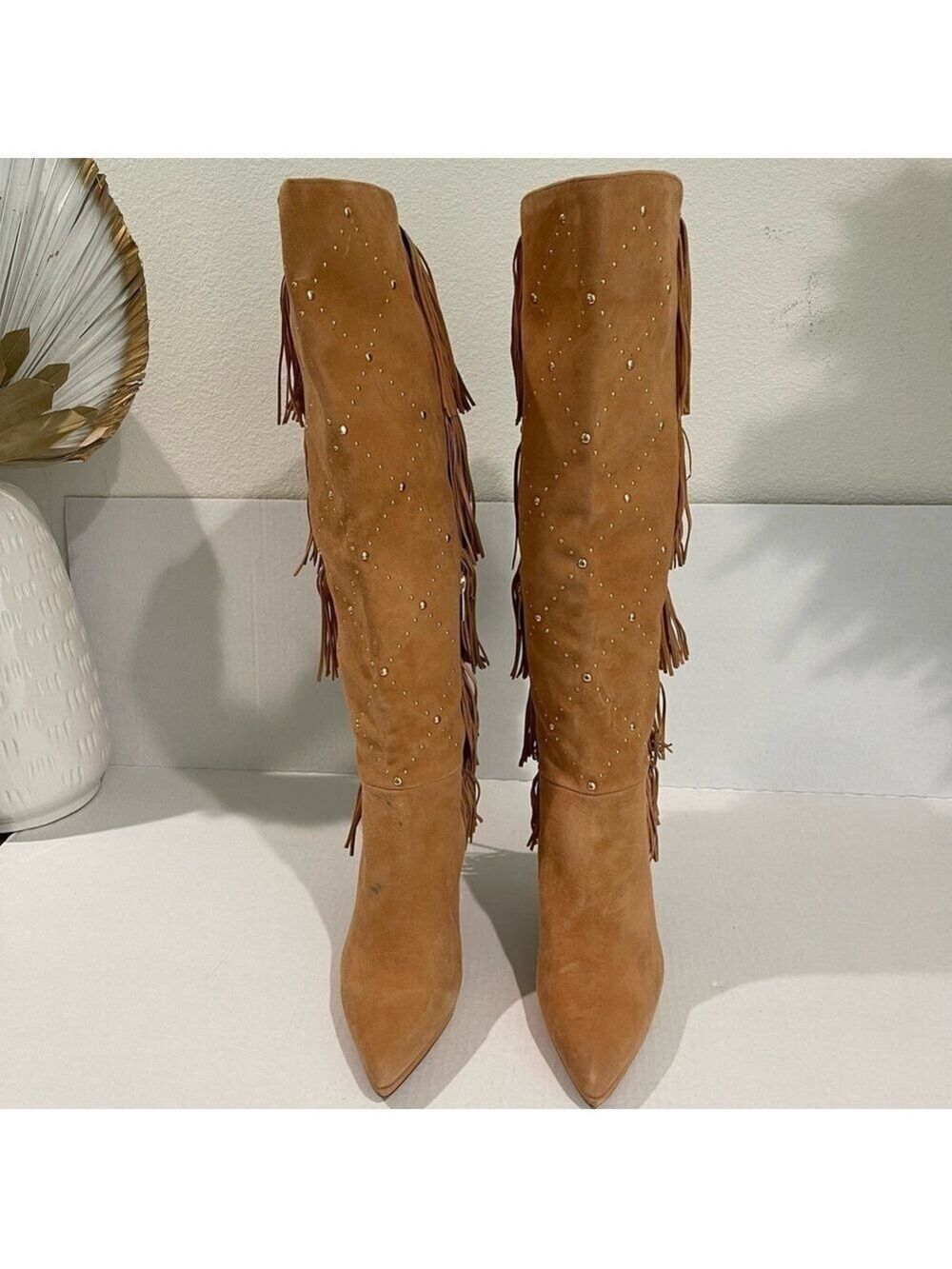 Women’s Vince Camuto Tan Fringe Panaryaz Knee High Boots Size 8.5 US! - Picture 4 of 9